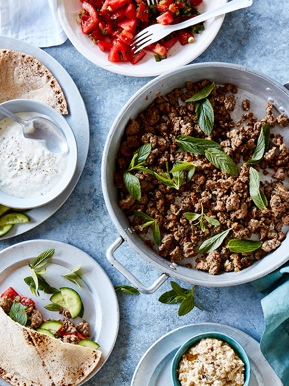 Spiced mince with tomato mint salsa