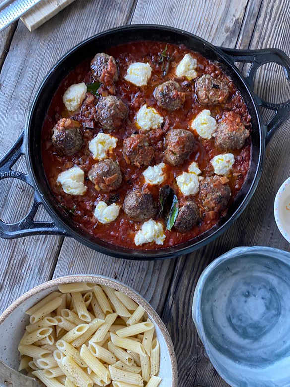 Lamb Meatballs with Pasta and Ricotta