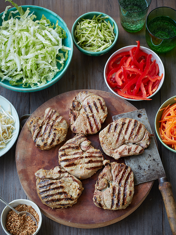 Chinese-style lamb leg steaks with pickled carrot