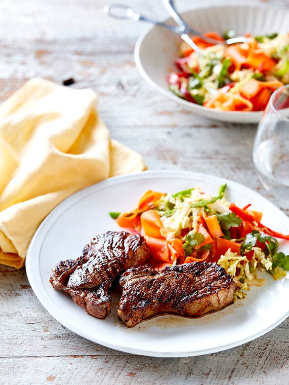 Lamb rump steaks with Chinese-style salad