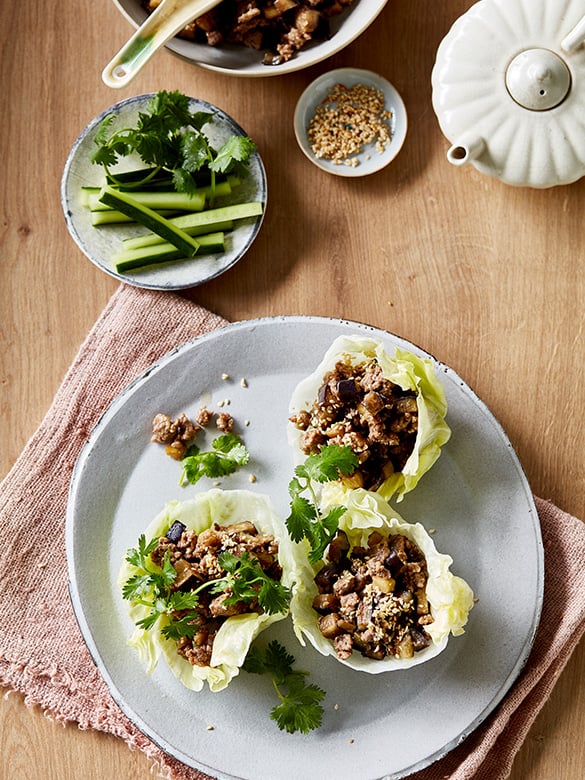 Lamb Mince and Eggplant San Choy Bau