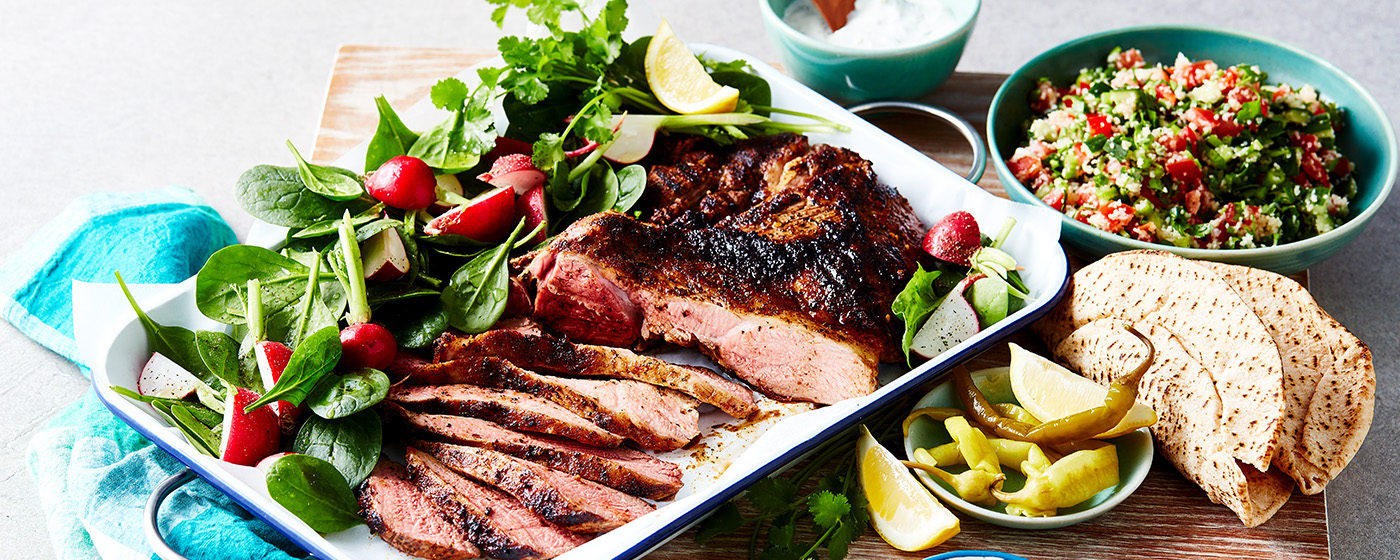 Middle Eastern Butterflied Lamb Leg Platter | Australian Lamb - Recipes, Cooking Tips and More