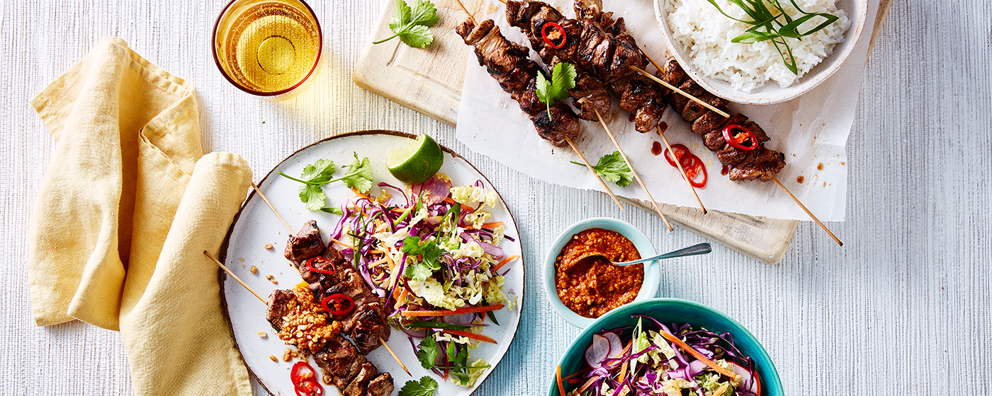 Satay Lamb Skewers with Asian Slaw | Australian Lamb - Recipes, Cooking Tips and More