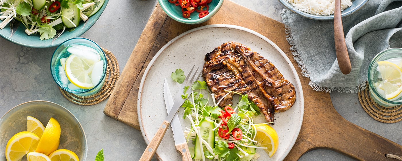 Grilled Lamb Forequarter Chops with Enoki Salad | Australian Lamb - Recipes, Cooking Tips and More