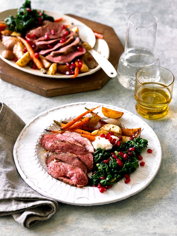 Pomegranate glazed lamb rump