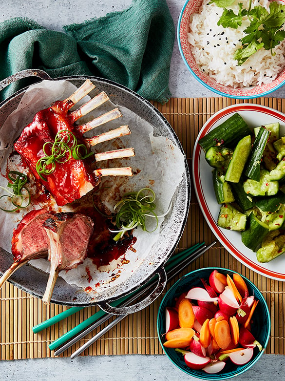 Plum Lamb Rack with Cucumbers