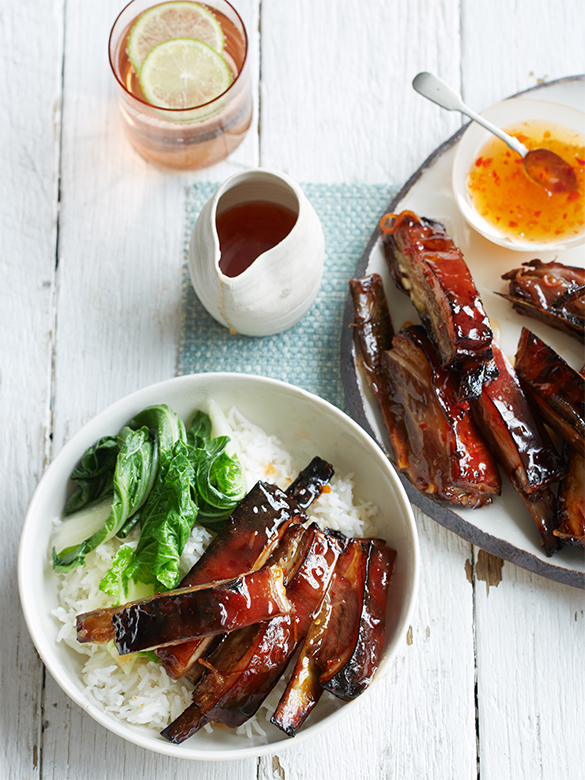 Pickled ginger and sweet chilli glazed lamb ribs
