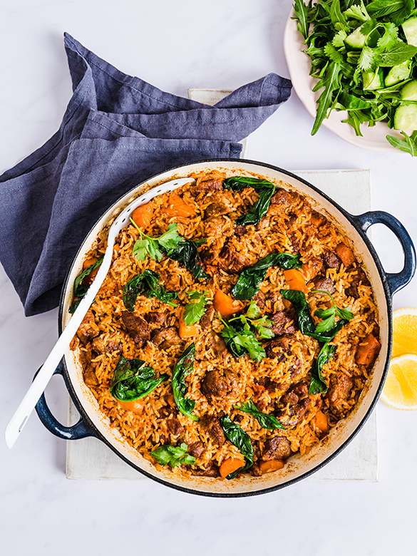 Lamb, Spinach and Rice Casserole