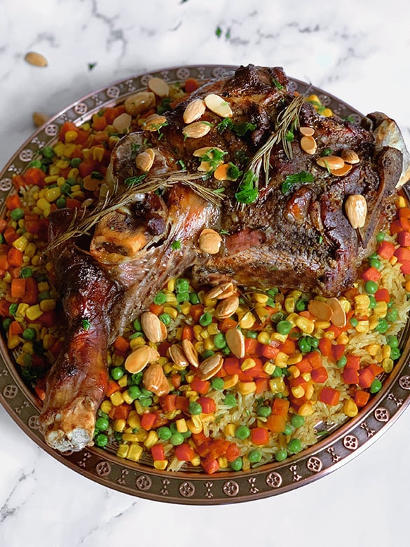 Roast Lamb with Ouzi Rice