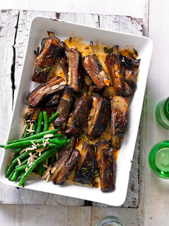 Sticky honey and rosemary lamb short ribs