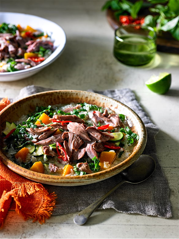 Lao-style lamb shank and sticky rice soup