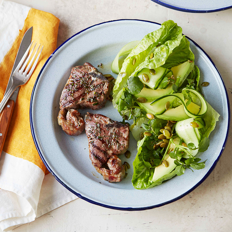 Lamb loin chops with green avocado salad recipe | Australian Lamb - Recipes, Cooking Tips and More