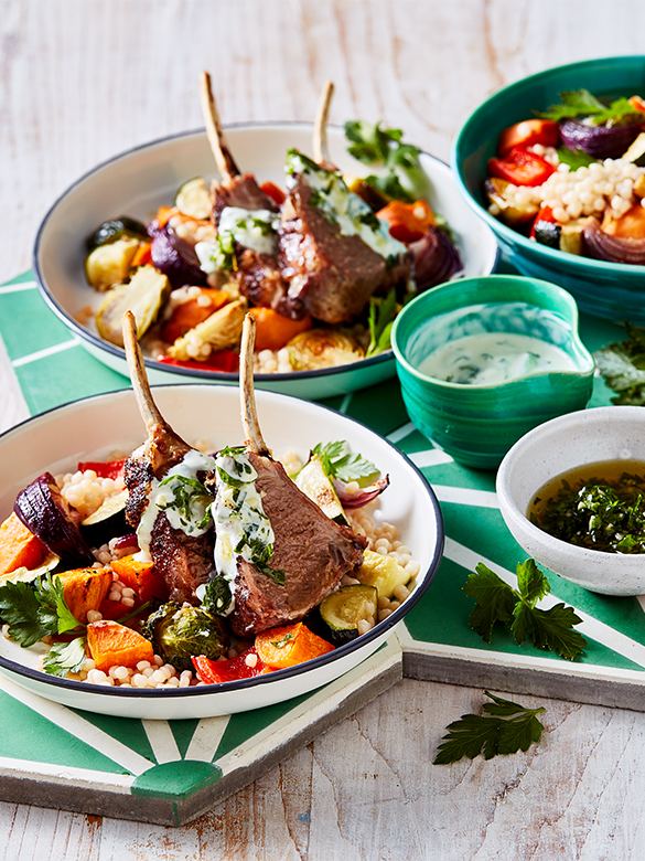 Sumac Lamb Rack with Pearl Couscous Salad