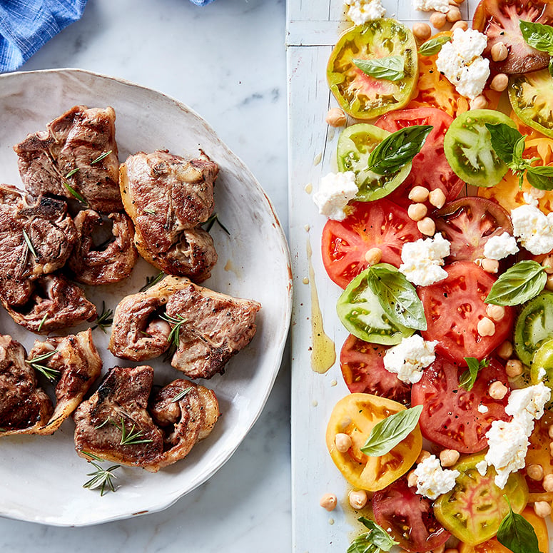Lamb loin chops with heirloom tomato salad recipe | Australian Lamb - Recipes, Cooking Tips and More