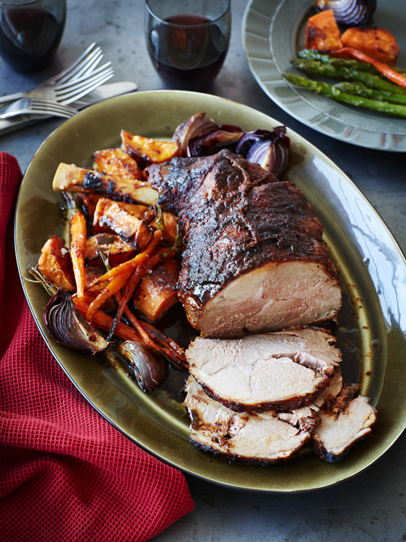 Maple and honey roasted easy carve leg of lamb