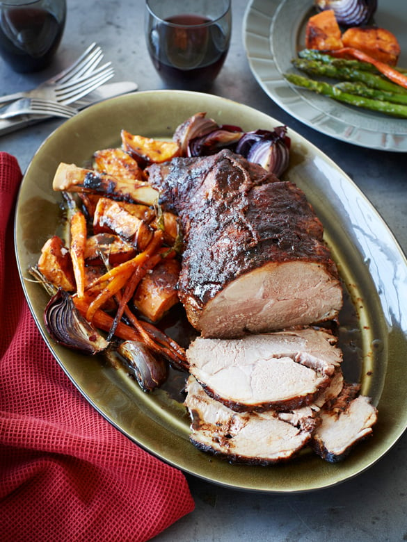 Maple and honey roasted easy carve leg of lamb