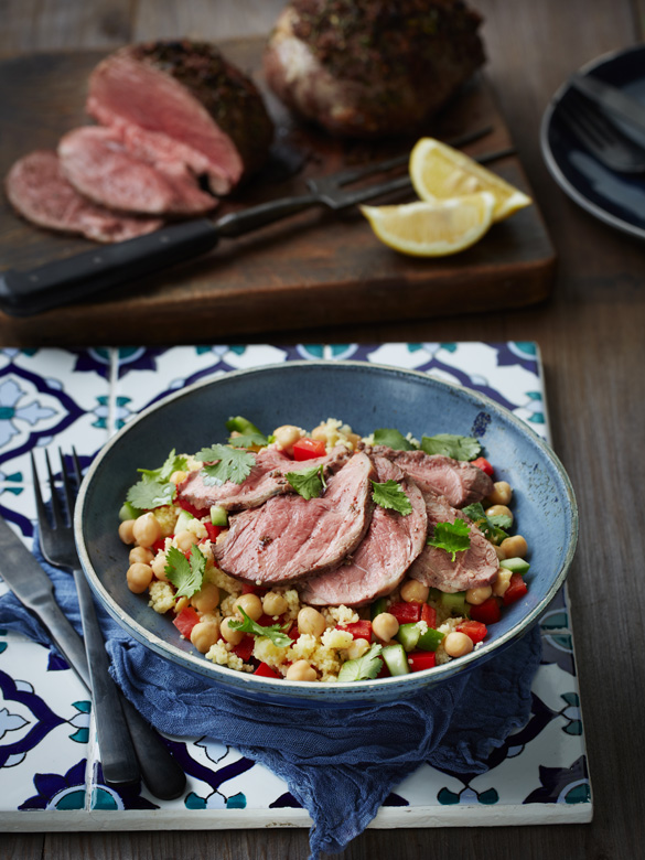 Sumac roast lamb with couscous salad