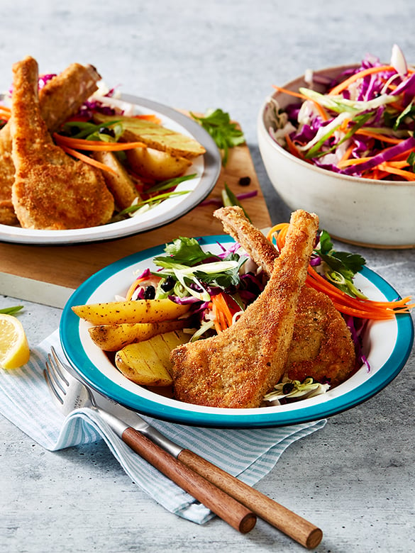 Schnitzel Lamb Cutlets with Slaw