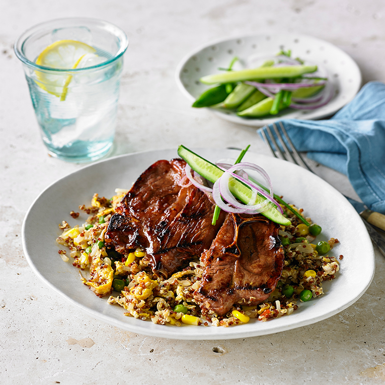 Char siu baked lamb chops with an easy quinoa fried rice recipe | Australian Lamb - Recipes, Cooking