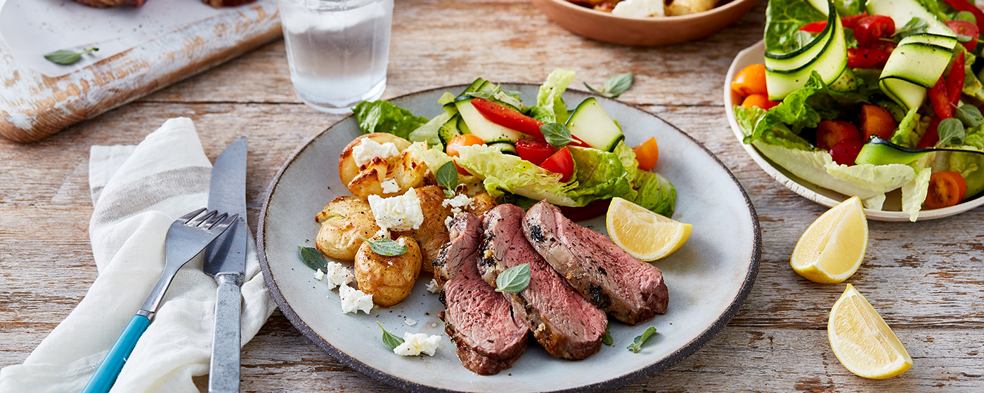 Greek lamb mini roast with lemon feta potatoes | Australian Lamb - Recipes, Cooking Tips and More