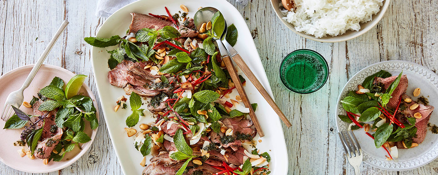 BBQ lemongrass lamb leg with sweet & sour mint dressing recipe | Australian Lamb - Recipes, Cooking 