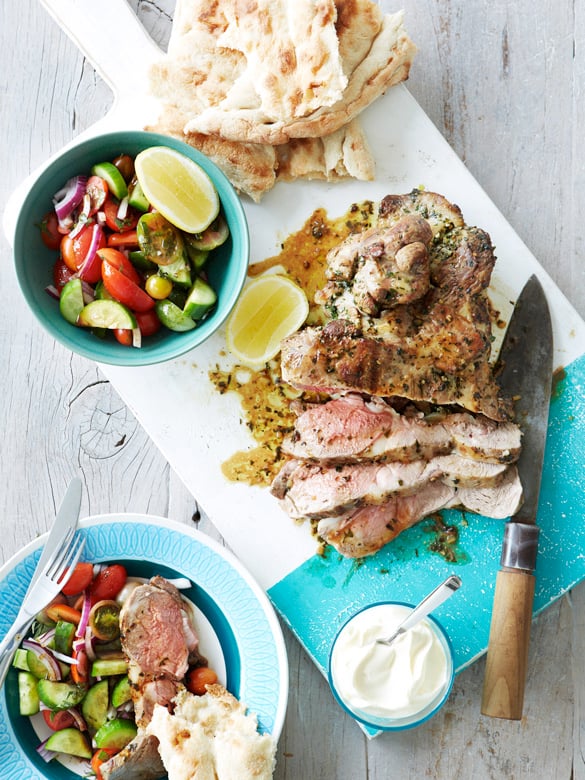 Butterflied lamb shoulder in lemon and parsley