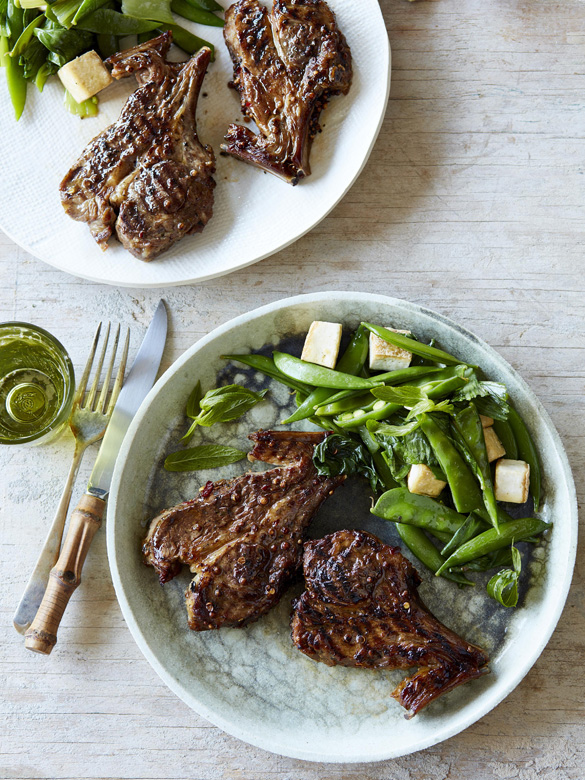 Coriander and mint neck chop with Sichuan sauce