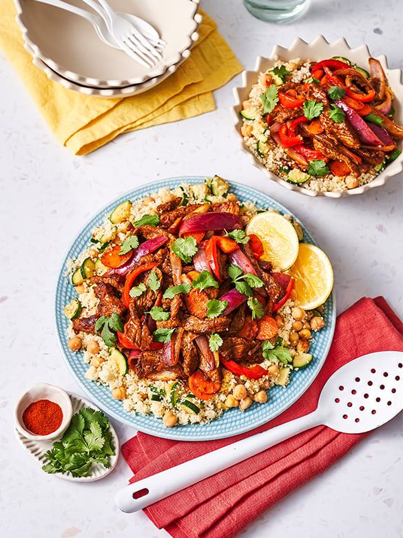 Smokey Moroccan Lamb Stir Fry & Vegetable Couscous