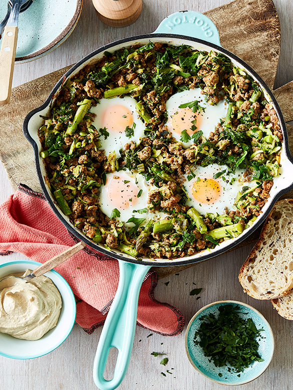 Lamb mince green shakshuka