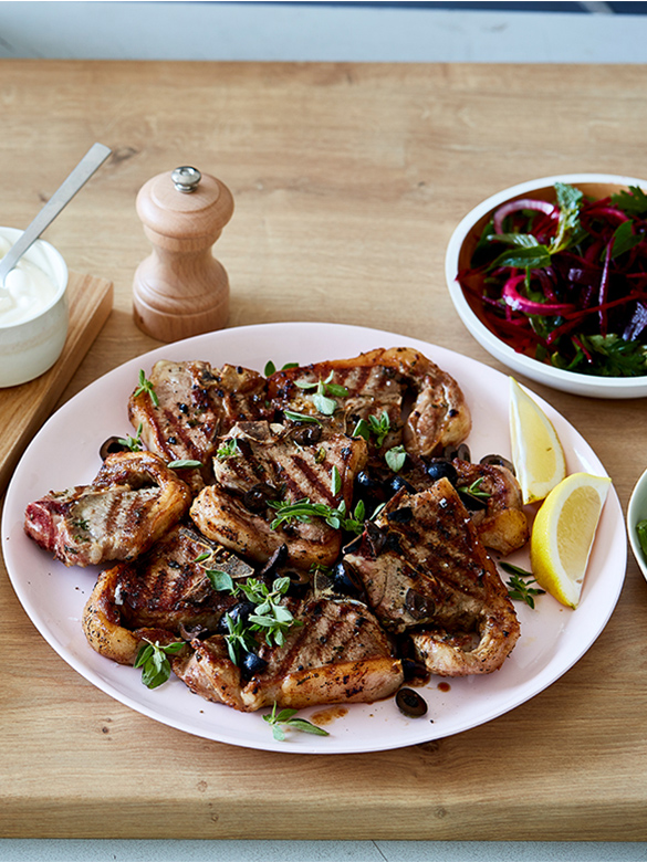 Char-Grilled Lamb Loin Chops with Beetroot Salad
