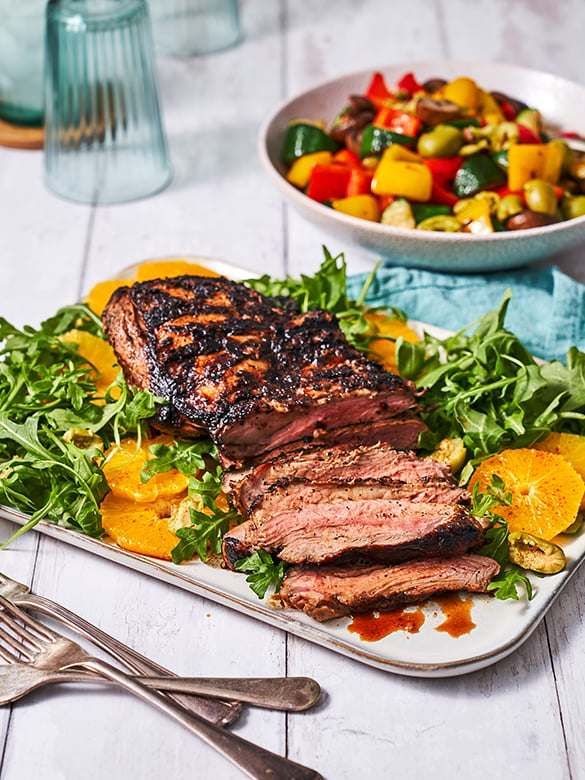 Orange Harissa Lamb & Grilled Veggies