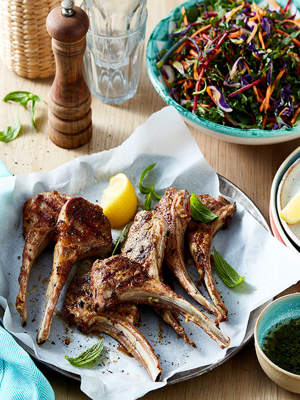 Lemon and Garlic Cutlets with Fresh Mint Sauce