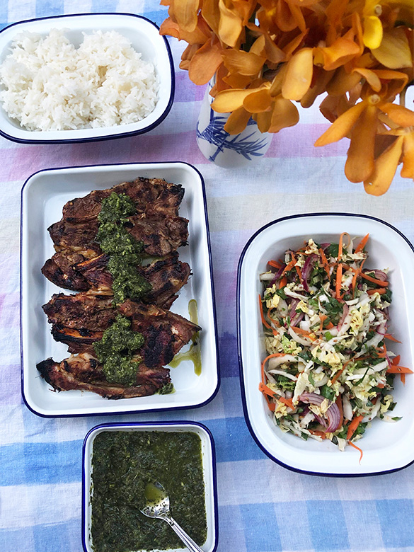 Grilled Lamb Chops with Asian Slaw