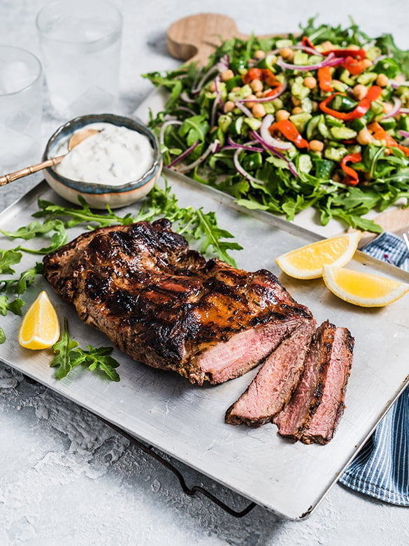 Butterflied Lamb Leg with Rocket & Cucumber Salad