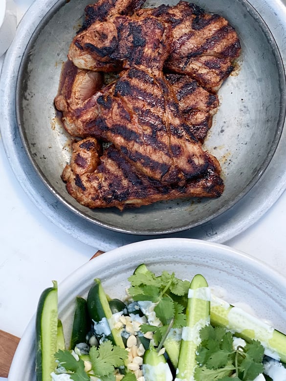 Spiced Lamb Rump  with Cucumber & Almond Salad