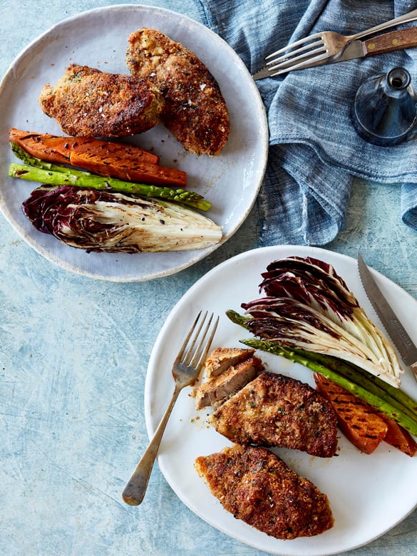 Herb, panko and parmesan crusted chump chops