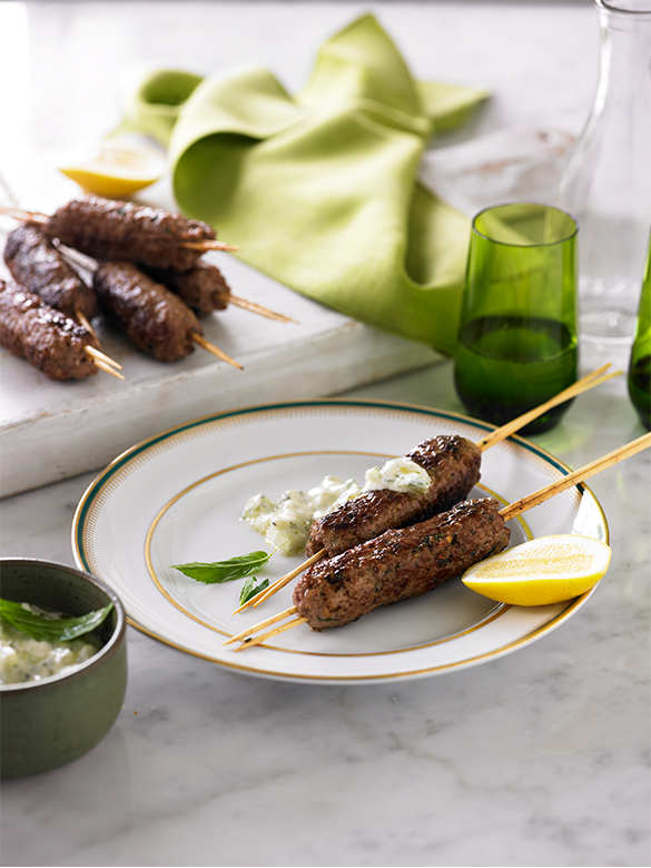 Lamb mince skewers with cucumber salsa