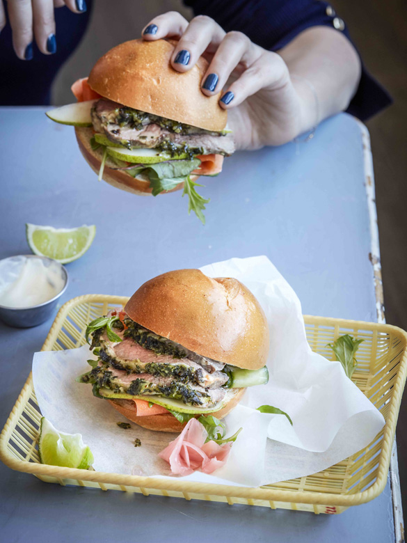 Wasabi and herb lamb rump roast buns