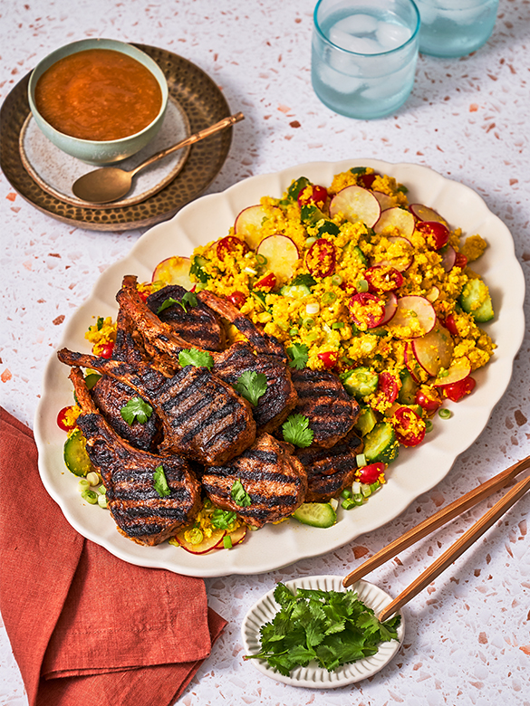Tandoori Lamb Cutlets & Cauliflower Rice Salad