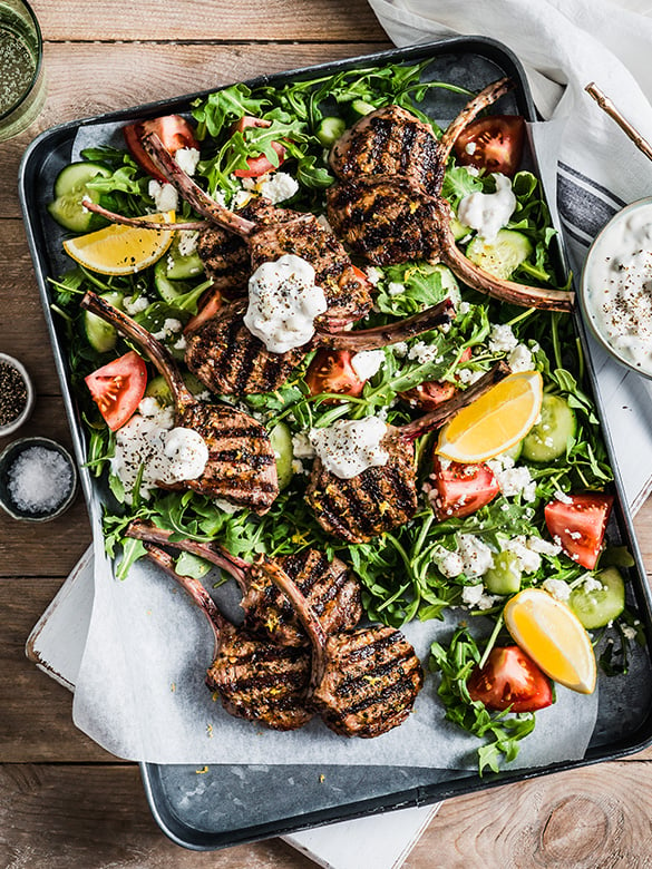 Marinated Lamb French Cutlets & Greek Style Salad