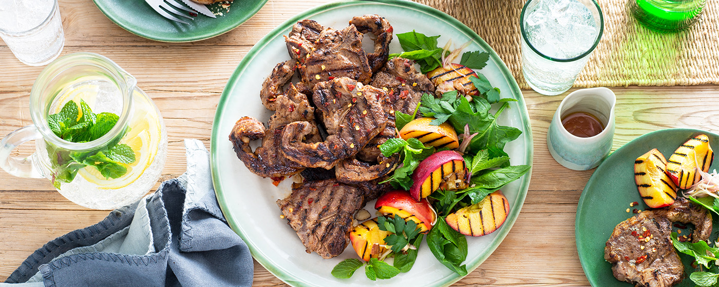 Grilled Lamb Loin Chops with Peach Salad | Australian Lamb - Recipes, Cooking Tips and More