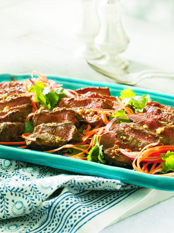 Moroccan spiced barbecued lamb steaks