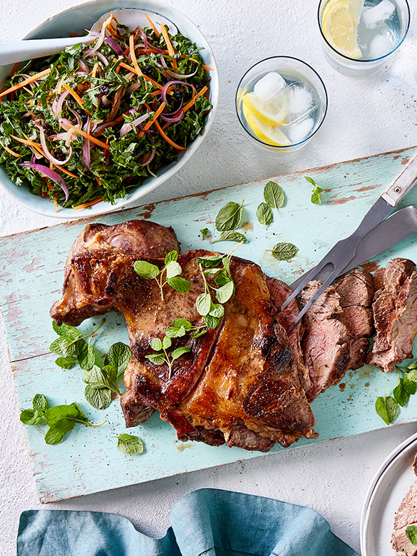 Butterflied Leg of Lamb with Kale Salad