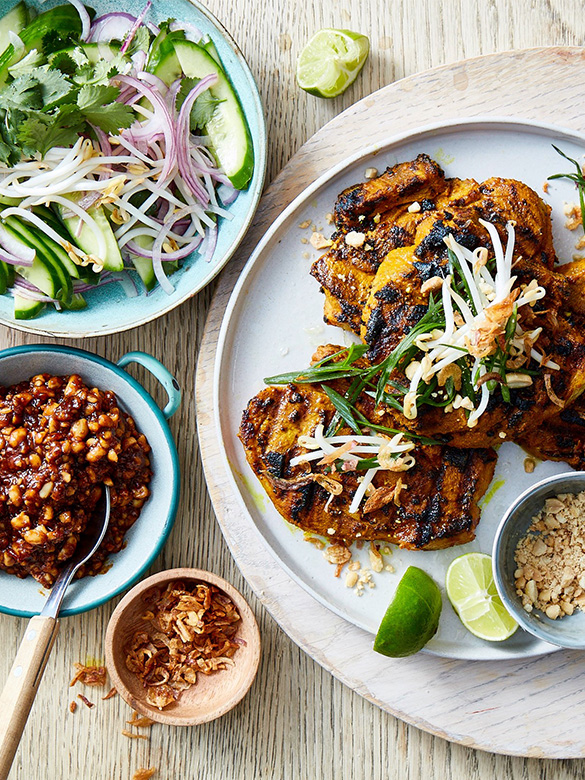 Lamb Sate Kambing with Cucumber, Onion & Coriander