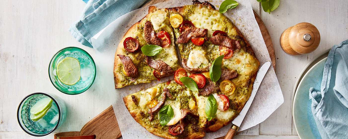Pesto Lamb Caprese Pizza | Australian Lamb - Recipes, Cooking Tips and More
