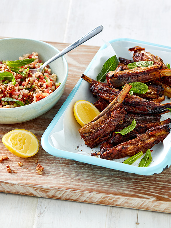 Spiced Lamb Ribs with Lemon Yoghurt and Couscous
