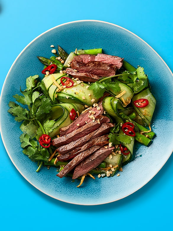 Lamb Steaks with Ginger and Cucumber Salad