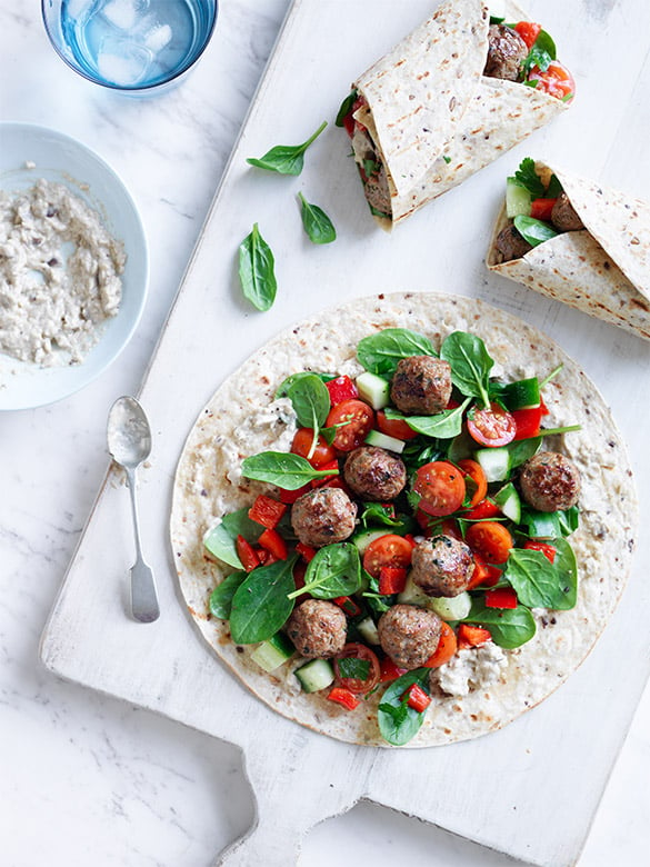 Greek Lamb Meatball Wrap